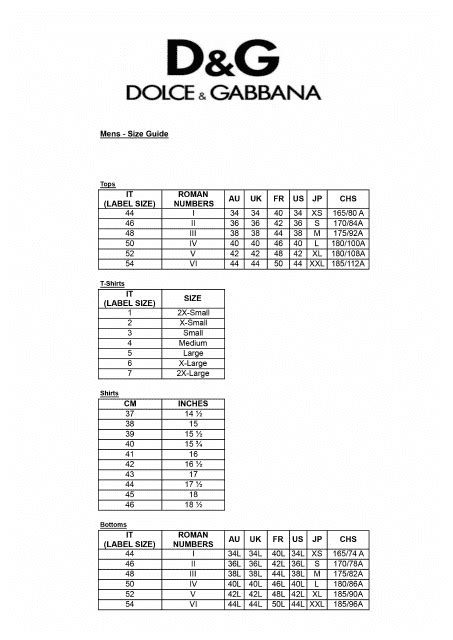 dolce gabbana men size chart conversion|dg Dolce & Gabbana.